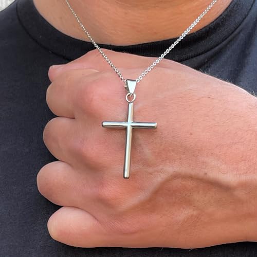 Colar Cordão Masculino Pingente Crucifixo Corrente Cruz 50cm