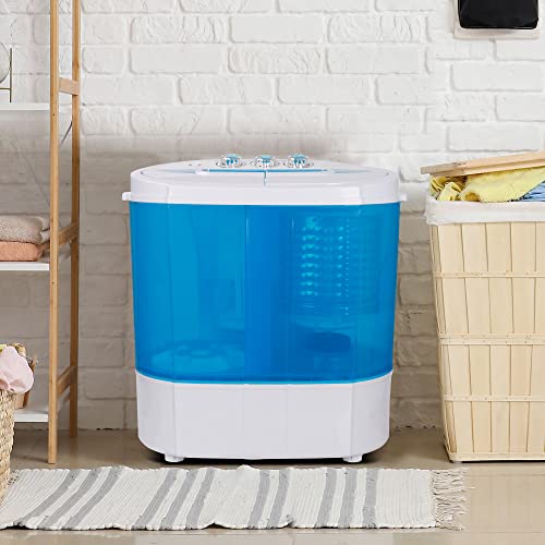 Super Deal Portable Washer 9.9Lb Mini Compact Twin Tub Washing Machine Baby Clothes Laundry Machine Top Load Spinning And Washing Combo 6.57 Ft Inlet Gravity Drain Hose For Apartment Travel #TOP1