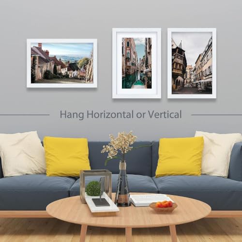 Image of VCK 13x19 Picture Frames 3 Pack, White Wood Poster Frame, Wall Display | Easy Hanging, 1.1in Wide Border, Clear Plexiglass, Horizontal & Vertical for Drawing, Artwork, Landscape, Office & Home Decor