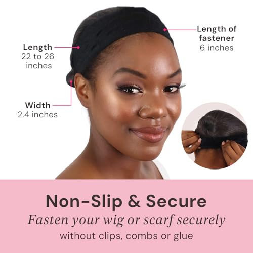 MILANO COLLECTION WiGrip, The Original Comfort Grip Band, Adjustable Wig Band for Glueless Support, Non-Slip Wig Grip Headbands for Women, Tension-Free, One Size Fits All, Black - Thumbnail 3