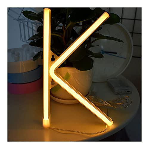 Image of ENUOLI Neon Letter Sign Lights LED Warm White Alphabet Art Neon Lights (K) | Art Decoration Battery /USB Operated Neon Wall Decor Light up Words for Wedding Birthday Party Christmas Home Bar Decoration