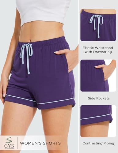 Image of GYS Women's Bamboo Viscose Pajama Shorts for Summer | Cooling & moisture wicking, for hot flashes, Lightweight, Elastic hight waist with drawstring, 2 pockets, Stretch soft