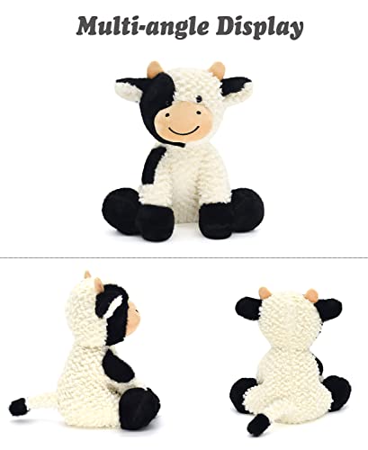 Hwd 9.8'' Soft Cow Plush Dolls Stuffed Animals Toys Gifts For Kids, Toddler, Birthday, Valentines, Christmas (Sitting) #TOP2