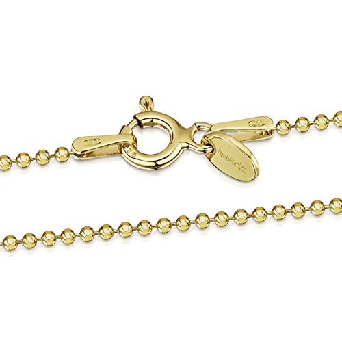 Amberta® Bijoux - Collier - Chaîne Argent 925/1000 - Plaqué Or 18K - Maille Boule Diamantée - Largeur 1.2 mm - Longueur 40 45 50 55 60 70 cm (45cm)