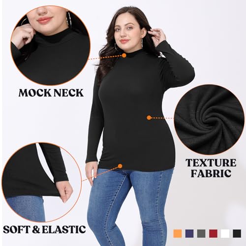 FOREYOND Plus Size Mock Turtleneck Tops for Women Long Sleeve Mock Neck Shirt Lightweight Base Layer Slim Fit Underwear4