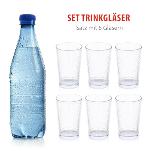 alpina Wassergläser - Trinkgläser Set - Gläser Set 6 Teilig - Spülmaschinenfest - 220 ml, Weiß
