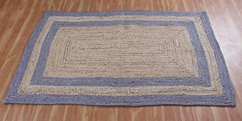 Tapis géométrique fait à la main naturel en fibre de jute tressée 120 x 180 style extérieur - 6