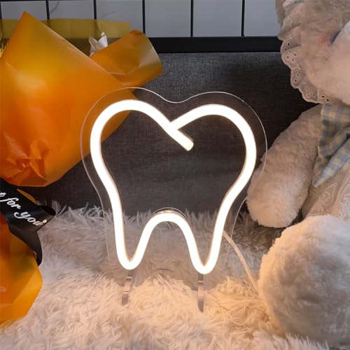 Image of Teeth Table Number Neon Sign Desk Lamp Night Light Wedding Letter LED Neon Sign Wedding Table Decorations Neon Light Shop Bedroom Home Room Decor Christmas Party Warm White USB 20x18 CM