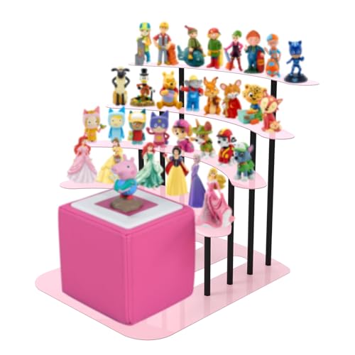 Image of Riuog Metal Bracket for Toniebox,Desk Stand for Tonies Figures 20-35 pcs Storage,Metal Display Stage for Toniebox Player,Children's Room Decorations and Gifts (Pink)
