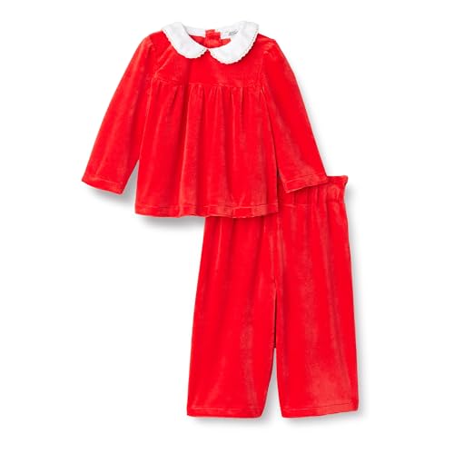 Amazon Essentials x Sofia Grainge Set in Velluto a Coste, Vestibilità Comoda Bimba 0-24, Rosso, 24 mesi