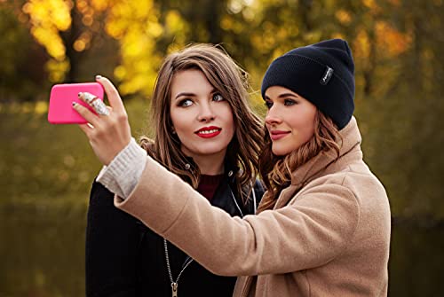 Simplicity Womens Black Beanies Men & Women's Winter Hats For Women Solid Colored Lightweight Ski Knit Beanie Hat Black Hat W/Brim #TOP4