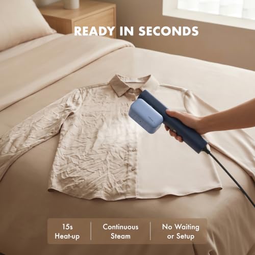 Image of nesugar G2 Pro Smart Handheld Steamer for Clothes - Global Voltage Adaptation, Palm-Sized & Lightweight (0.8lb), Dual Steam Modes, Easy Wrinkle Remover, Auto Shut-Off, Travel & Home Double Use (Blue)