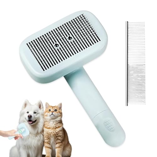 Spazzola Ionica Pet per Animali, 1 Brush con Generatore Doppio Ione, 1 Pettine Dritto, Spazzola Ionica per Cani e Gatti, Autopulente, Riduce l'Elettricità Statica, per Pelo Corto e Lungo