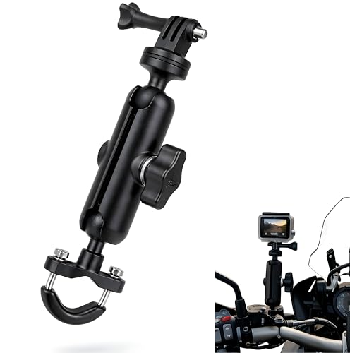 Image of 2025 Updated Action Camera Handlebar Mount | Metal Alloy Bike Camera Holder with Dual 360 Rotation | 1 /4 Inch Metal Screw Mount Compatible with GoPro, Insta360 & DJI Action Cameras