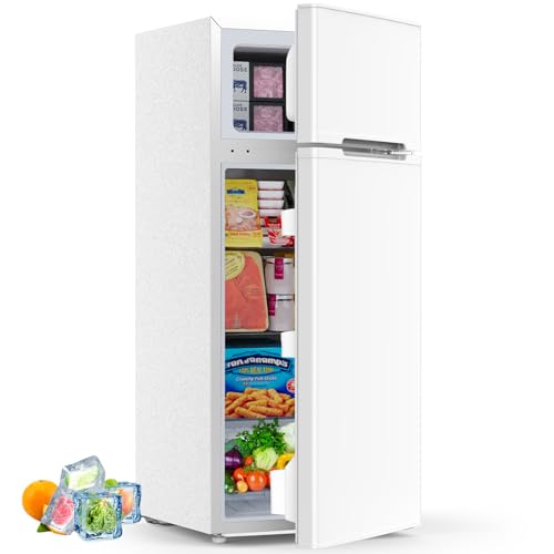 Image of 4.5 Cu.Ft Mini Fridge with Freezer, 2 Door Compact Refrigerator, Small Fridge with Adjustable Thermostat Energy Ultra Quiet, Mini Fridge Removable Glass Shelves for Bedroom Office Dorm White