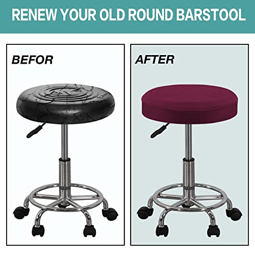 Fibita Round Bar Stool Covers Modern Soft Velvet Chair Seat Protector Covers Stretchable Breathable Bar Stool Seat Cover Fits For Club Salon Stools Chair Slipcover (Color : #5, Size : 40-46Cm/16-18) #TOP3