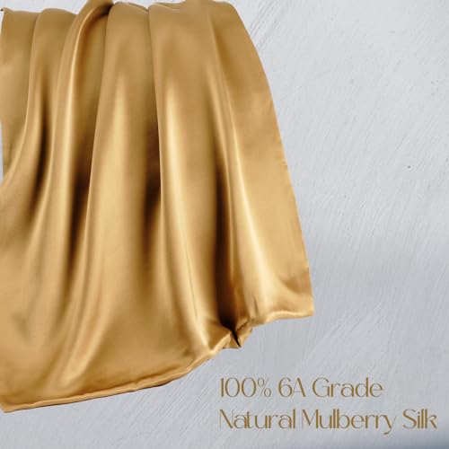 ZIMASILK 100% Pure Mulberry Silk Pillowcase for Hair and Skin,Both Side 19 Momme Silk, 1pc (Standard 20''x26'', Golden)