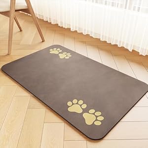 Pet Feeding Mat-Absorbent Pet Placemat for Food and Water Bowl, Dog Food Mat with Waterproof Rubber Backing, No Stains Quick Dry Water Dispenser Mat for Dog and Cat, Brown-12 x20