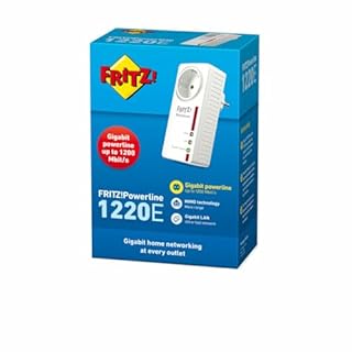 FRITZ!Powerline 1220E Edition International, adattatore extender su rete elettrica fino a 1.200 Mbit/s, PLC, IEEE P1901, 2x Gigabit LAN, Interfaccia in italiano