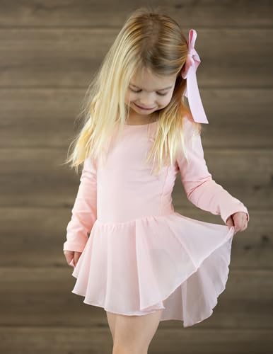 Zaclotre Ballet Leotards for Girls Toddler Classic Long Sleeve Criss-Cross Back Dance Dress Ballerina Outfits - Thumbnail 4