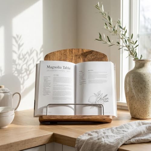 Beautiful Cookbook Stand for Your Kitchen Counter - Solid Wood Stand Easily Keeps Cook or Recipe Books Open for Convenient Cooking - Perfectly Fits Your iPad/Tablet and Enhances Any Kitchen Decor by ZICOTO - Image 2