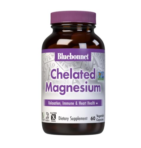 Bluebonnet Nutrition Albion Chelated Magnesium Vegetable Capsule, 200 mg, Stress