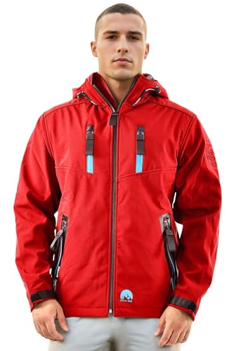 Arctic Seven Herren Softshelljacke (S-5XL) - Wasserabweisend, Atmungsaktiv, Teddy Fleece innen, Warme Jacke Männer - AS-306 Rot 5X-Large