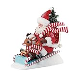 Department 56 Possible Dreams Rudolph The Red-Nosed Reindeer and Santa Ready Lit Figurine, 10 Inch, Multicolor