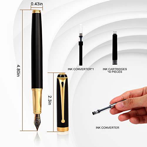Zalantan Fountain Pen-Smooth Writing Metal Water Pen With Gift Case Medium Nib Consistent Ink Flow Luxury Pen For Nice Pens Enthusiasts Includes 10 Ink Cartridges And Ink Refill Converter (Gold) #TOP1