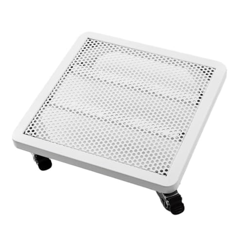 Soporte de metal para macetas, resistente, cuadrado, para macetas grandes, para interiores y exteriores, con rodillos y bandeja de plataforma, posavasos blancos (40 x 50 x 9 cm)
