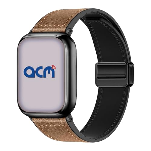 Image of ACM Watch Strap Leather Magnetic Silicone 22mm compatible with Noise Halo 2 Mod Smartwatch Belt Luxury Band