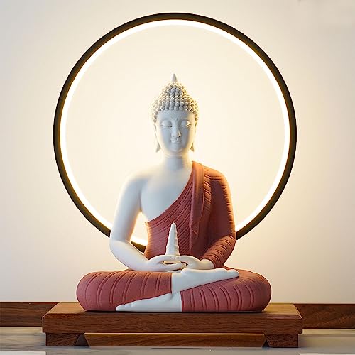 Qinlang 12SD 12 Inch Red Buddha Statue And 15.74 Inch Led Circle Table Lamp thumb #4
