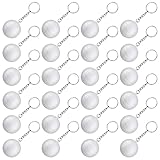 ADXCO 24 Pack White Volleyball Keychains Mini Foam Volleyball Keychain Sport Keychains for Sports Party Favors, School Carnival Reward, Party Bag Gift Fillers