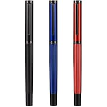 3 PCS Jinhao 88 Fountain Pen Fine Nib With Ink Converter, Metal Stripe Writing Pen