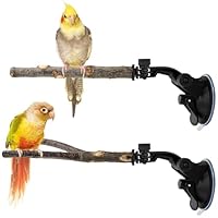 2er-Set Holz Sitzstange Vogelstange mit Saugnapf Interaktives Vogelzweig-Sitzstange-Training Holz-Vogelstange für Kleine Mittelgroße Vögel für Sittiche für Fliesen Glas und Glatte Ebene (25 cm)