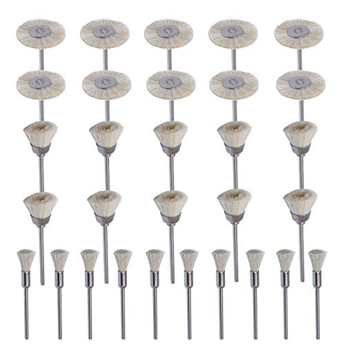 HEYMOUS Polishing Brushes Nylon Bristle Cup Brush Cleaning Brush Kit Soft Jewelry Buffing Wheels Mandrel 2.35 MM