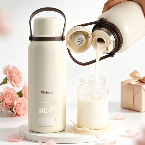 Image of Flybee Portable Bottle Warmer - 12000mAh Long-Lasting, 3Min Fast Heating for Breastmilk/Formula/Water, Precise Temp Control with Handle for Travel, Camping, Airplane, Car, Gifts for Mom