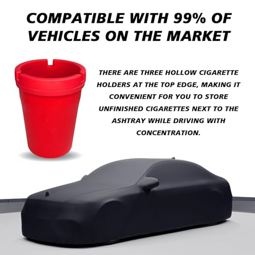 Image of BEYPOVK Car Ashtray with Lid, Smokeless Ashtrays for Car Cup Holder Smell Proof, Automotive Interior Accessories Portable Cigarette Ash Tray for Indoor Home Office Outdoor Car Truck SUV (Red)