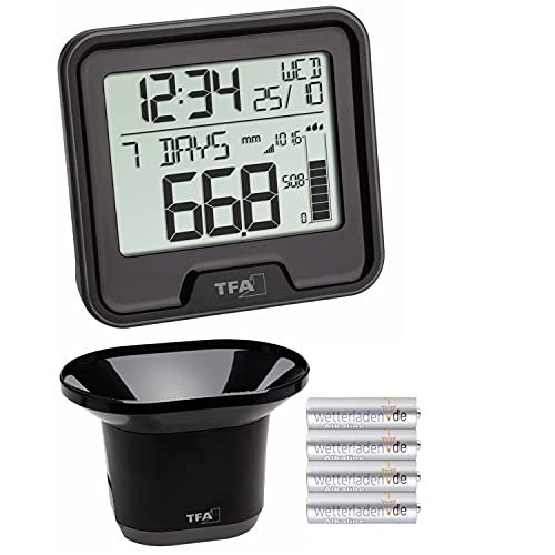 TFA Dostmann 47.3005.01 Drop - Pluviómetro inalámbrico (con pilas), color negro