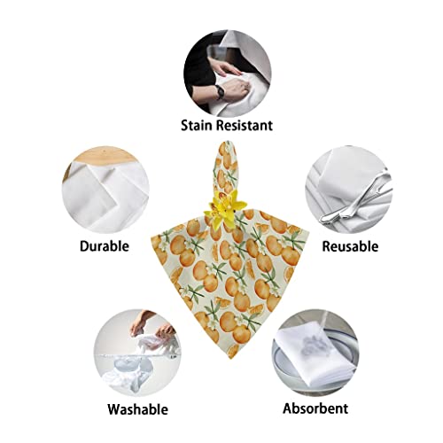 N/A Plant Fruit Orange Table Napkins Cloth Set Soft Handkerchief Wedding Decoration Banquet Dinner Napkins Cloth (Color : 8Pcs, Size : 50X50Cm) #TOP5