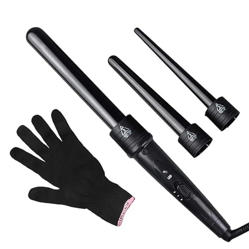 GeRRiT 3-in-1 Hair Curling Iron, 3 Interchangeable Barrels and LED