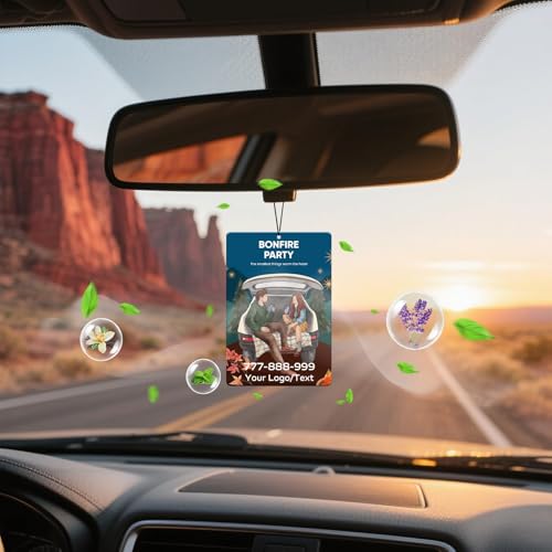 Image of HINFKA Custom Car Air Fresheners for Company Logos | Business Gifts; Event Giveaways; 10-1000 Pcs Bulk Orders; Double-Sided Print; Scent Options Available; Rectangle