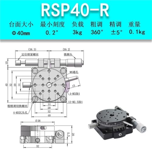 Mesa de desplazamiento angular con eje R y rotación manual RSP40-R 2