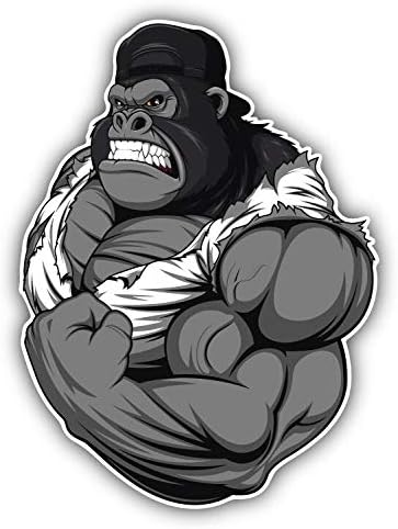JJH IncJJH Inc Muscular Gorilla Mascot Vinyl Decal Sticker Waterproof Car Decal Bumper Sticker 5"