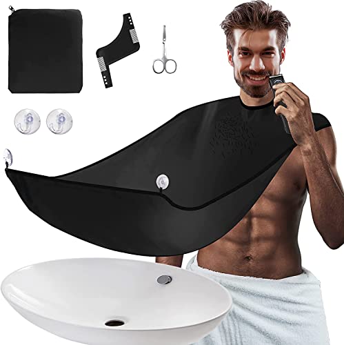 Besititli Beard Bib Apron Kit, Beard Hair Clippings Catcher For Men Shaving & Trimming, Non-Stick Waterproof Grooming Cape Apron With Adjustable Neck Straps, Best Gift For Men #TOP4