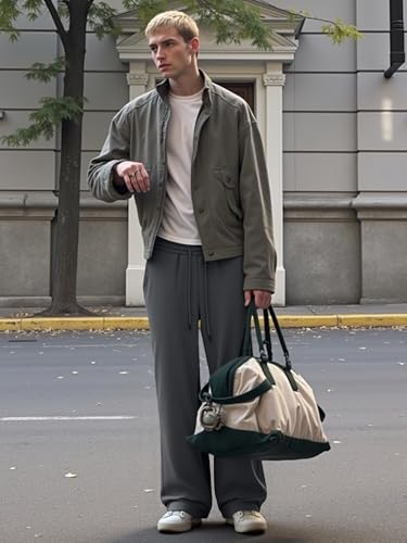 Image of JMIERR Men's Casual Baggy Pants Lightweight Wide Leg Lounge Travel Pants Streetwear with Pockets