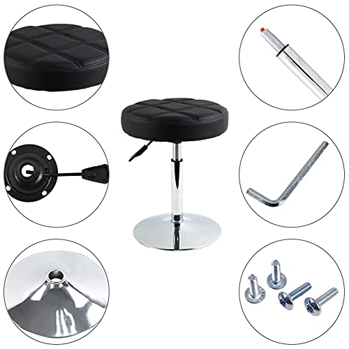FURWOO Short Round PU Leather Shop Stool - Padded Stool for Salon,SPA,Manicure and Vanity - Small Black - Image 6