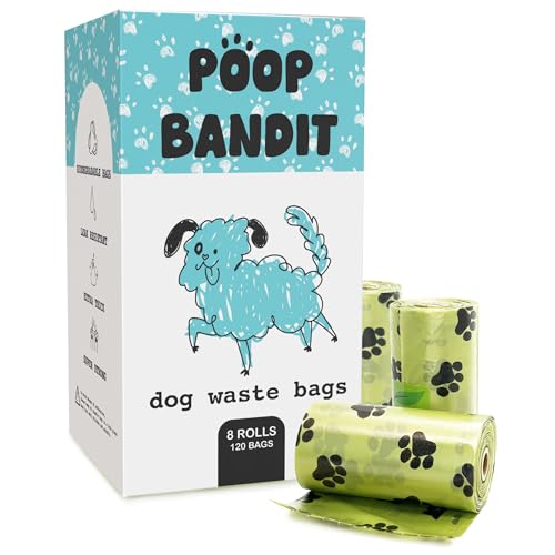 Poop Bandit Biodegradable Dog Poop Bags – Leak-Proof, Extra Thick & Eco-Friendly, 120 Unscented Bags, Strong & Tear-Resistant Waste Bags for Dogs, NEW