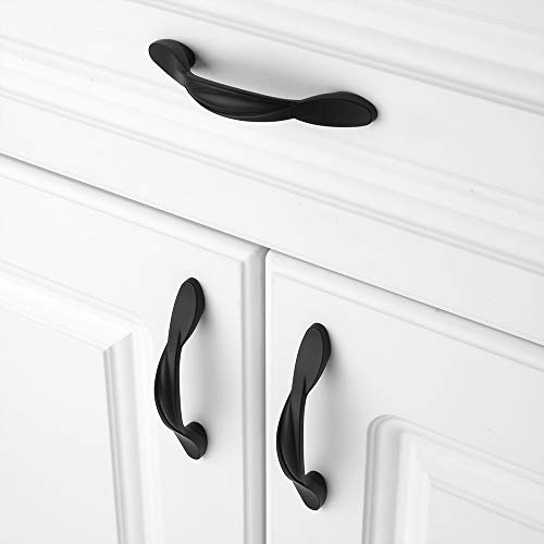 Koofizo Twisted Cabinet Bow Pull - Black Furnituer Handle, 3 Inch/76mm Screw Spacing, 10-Pack for Kitchen Cupboard Door, Bedroom Dresser Drawer, Bathroom Wardrobe Hardware - Thumbnail 3