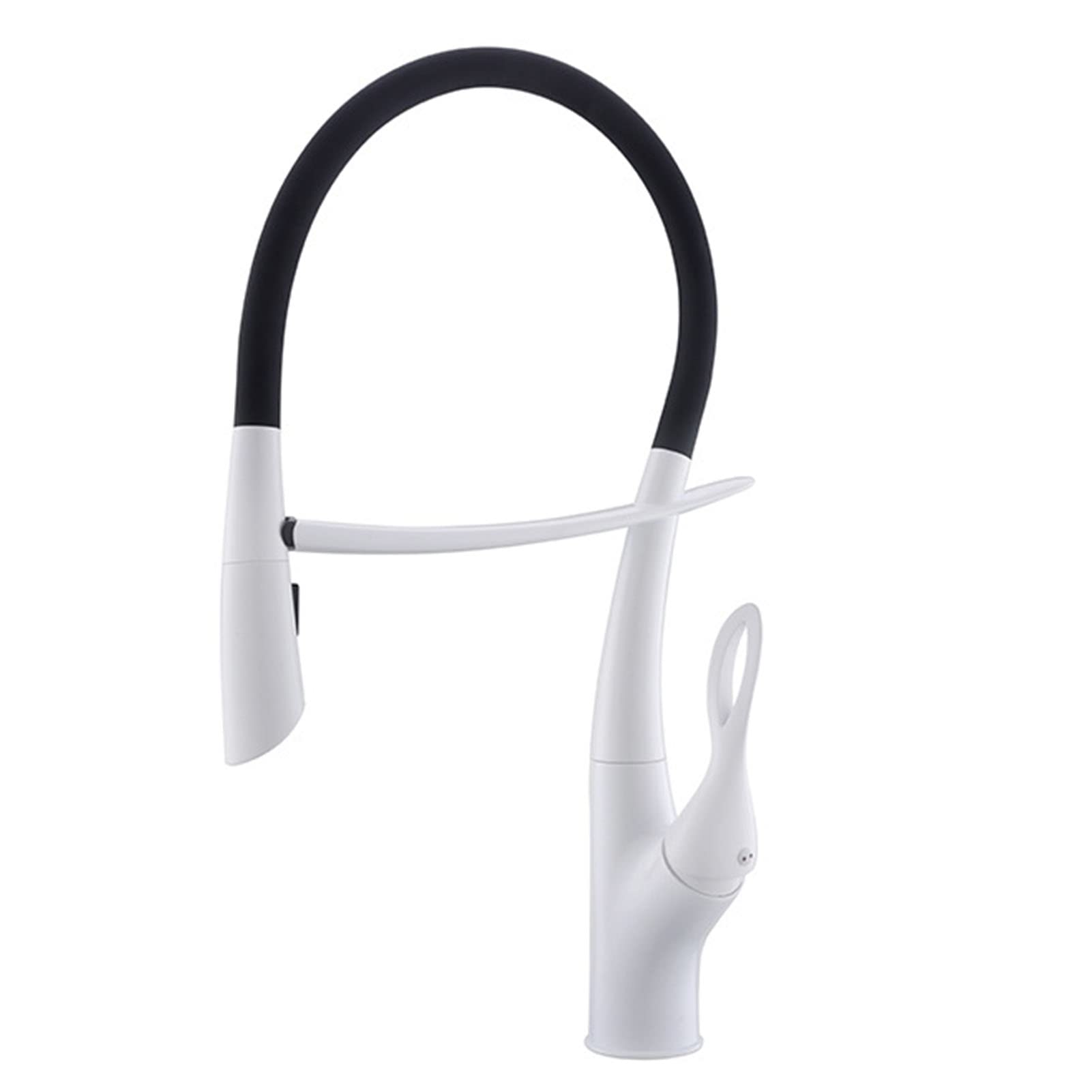 un grifo de agua enlatado en la pared, Grifo de cocina latón con rociador extraíble, monomando, giratorio 360 grados(White)
